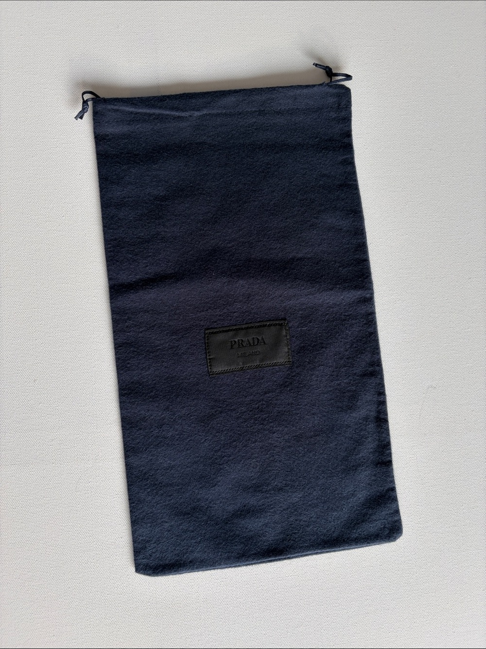Prada Navy Drawstring Pouch with Logo Patch